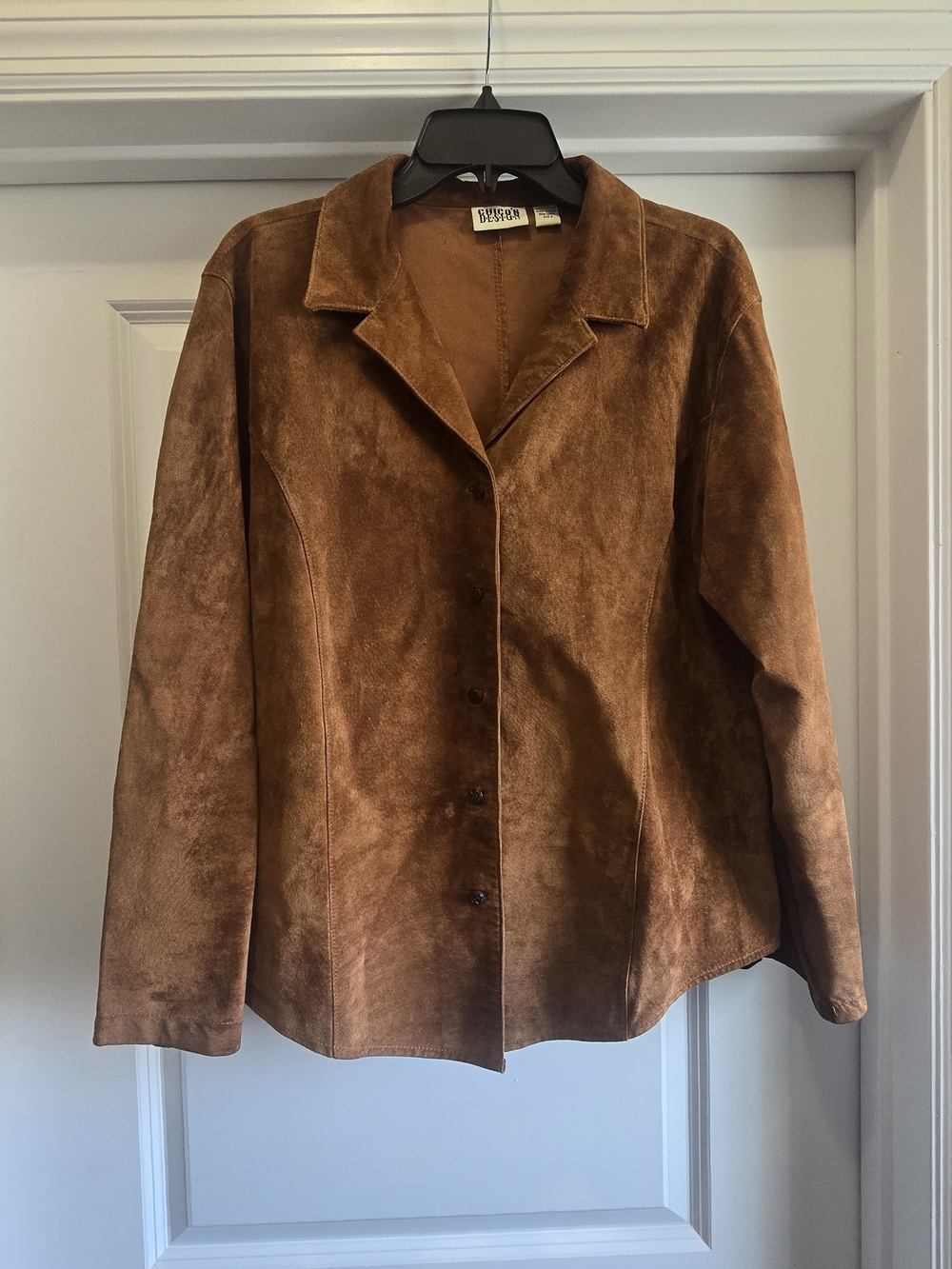 90s Vintage Chicos 100% Leather Brown Suede Button-Front Jacket